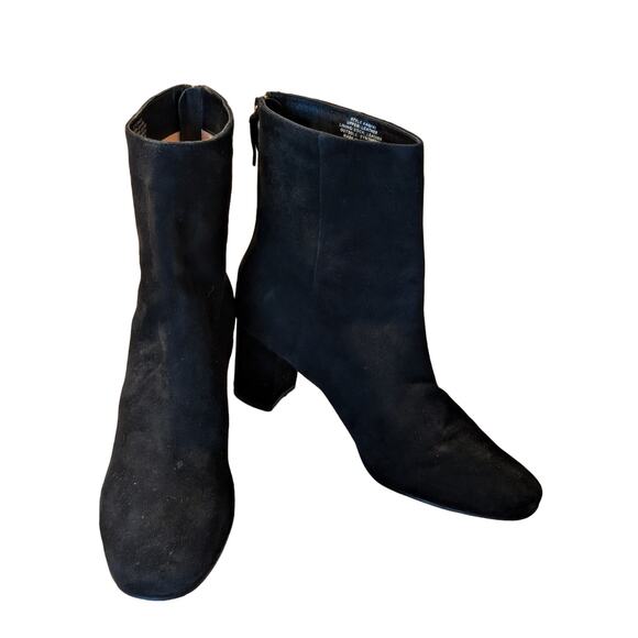 J. Crew Black Suede Round Toe High Ankle Back Zip Chunky Heel Boot Womens Sz 9 - Picture 12 of 12